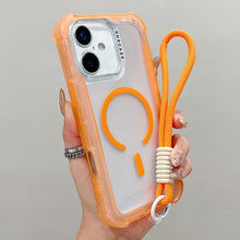 Load image into Gallery viewer, Transparent Matte TPU Hybrid PC 3-in-1 MagSafe Phone Case with Wrist Strap, For iPhone 17 Pro Max, For iPhone 17 Pro, For iPhone 17, For iPhone Air, For iPhone 16 Pro Max, For iPhone 16 Pro, For iPhone 16 Plus, For iPhone 16