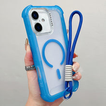 Load image into Gallery viewer, Transparent Matte TPU Hybrid PC 3-in-1 MagSafe Phone Case with Wrist Strap, For iPhone 17 Pro Max, For iPhone 17 Pro, For iPhone 17, For iPhone Air, For iPhone 16 Pro Max, For iPhone 16 Pro, For iPhone 16 Plus, For iPhone 16