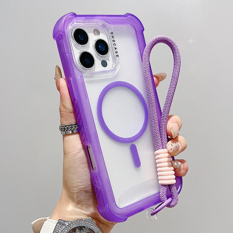 Transparent Matte TPU Hybrid PC 3-in-1 MagSafe Phone Case with Wrist Strap, For iPhone 17 Pro Max, For iPhone 17 Pro, For iPhone 17, For iPhone Air, For iPhone 16 Pro Max, For iPhone 16 Pro, For iPhone 16 Plus, For iPhone 16