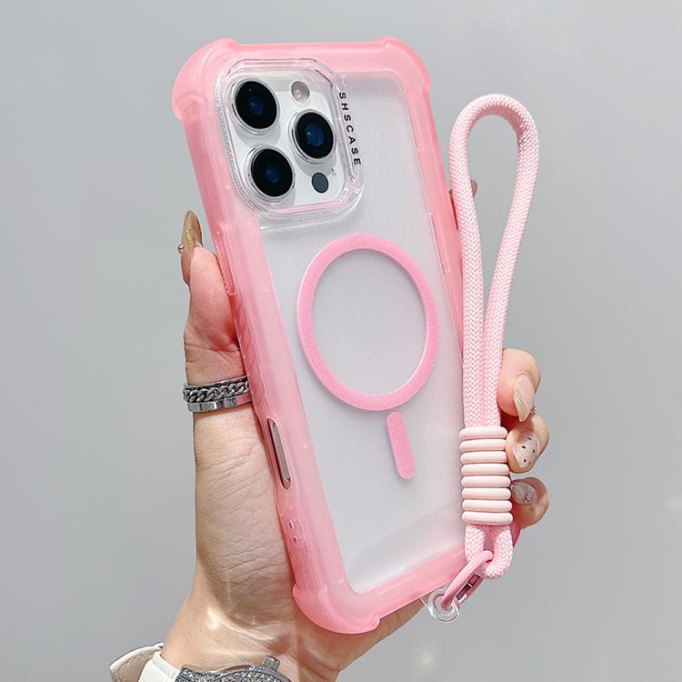 Transparent Matte TPU Hybrid PC 3-in-1 MagSafe Phone Case with Wrist Strap, For iPhone 17 Pro Max, For iPhone 17 Pro, For iPhone 17, For iPhone Air, For iPhone 16 Pro Max, For iPhone 16 Pro, For iPhone 16 Plus, For iPhone 16