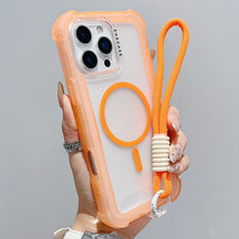 Load image into Gallery viewer, Transparent Matte TPU Hybrid PC 3-in-1 MagSafe Phone Case with Wrist Strap, For iPhone 17 Pro Max, For iPhone 17 Pro, For iPhone 17, For iPhone Air, For iPhone 16 Pro Max, For iPhone 16 Pro, For iPhone 16 Plus, For iPhone 16