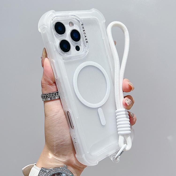Transparent Matte TPU Hybrid PC 3-in-1 MagSafe Phone Case with Wrist Strap, For iPhone 17 Pro Max, For iPhone 17 Pro, For iPhone 17, For iPhone Air, For iPhone 16 Pro Max, For iPhone 16 Pro, For iPhone 16 Plus, For iPhone 16