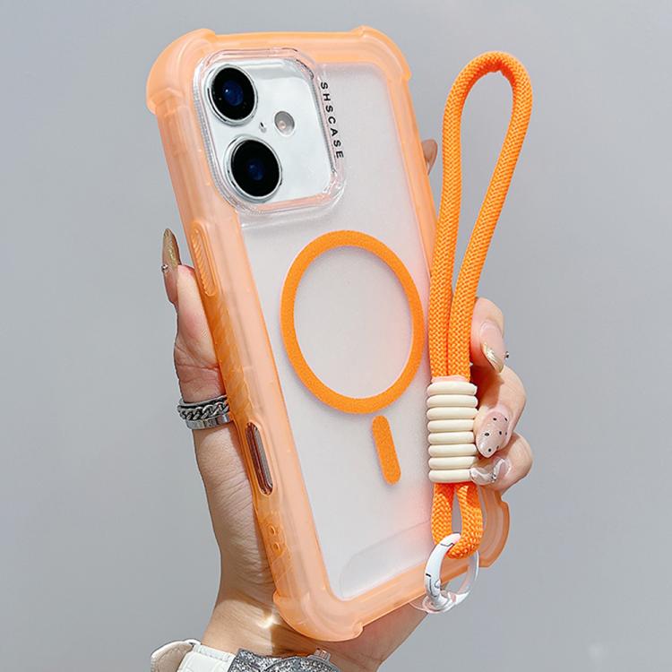 Transparent Matte TPU Hybrid PC 3-in-1 MagSafe Phone Case with Wrist Strap, For iPhone 17 Pro Max, For iPhone 17 Pro, For iPhone 17, For iPhone Air, For iPhone 16 Pro Max, For iPhone 16 Pro, For iPhone 16 Plus, For iPhone 16
