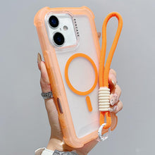 Load image into Gallery viewer, Transparent Matte TPU Hybrid PC 3-in-1 MagSafe Phone Case with Wrist Strap, For iPhone 17 Pro Max, For iPhone 17 Pro, For iPhone 17, For iPhone Air, For iPhone 16 Pro Max, For iPhone 16 Pro, For iPhone 16 Plus, For iPhone 16
