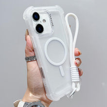 Load image into Gallery viewer, Transparent Matte TPU Hybrid PC 3-in-1 MagSafe Phone Case with Wrist Strap, For iPhone 17 Pro Max, For iPhone 17 Pro, For iPhone 17, For iPhone Air, For iPhone 16 Pro Max, For iPhone 16 Pro, For iPhone 16 Plus, For iPhone 16