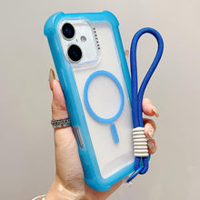 Load image into Gallery viewer, Transparent Matte TPU Hybrid PC 3-in-1 MagSafe Phone Case with Wrist Strap, For iPhone 17 Pro Max, For iPhone 17 Pro, For iPhone 17, For iPhone Air, For iPhone 16 Pro Max, For iPhone 16 Pro, For iPhone 16 Plus, For iPhone 16