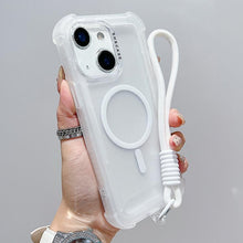 Load image into Gallery viewer, Transparent Matte TPU Hybrid PC 3-in-1 MagSafe Phone Case with Wrist Strap, For iPhone 13 Pro Max, For iPhone 13 Pro, For iPhone 13, For iPhone 12 Pro Max