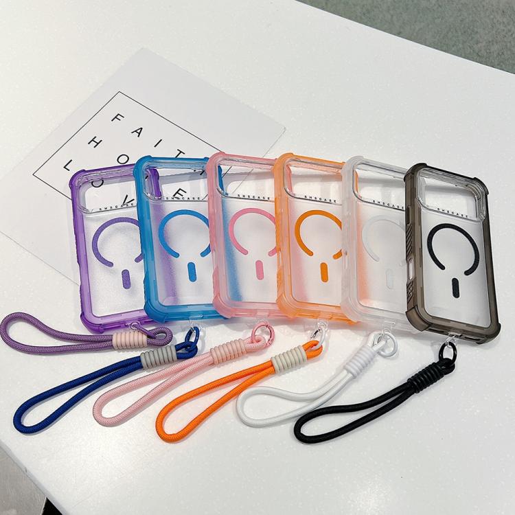 Transparent Matte TPU Hybrid PC 3-in-1 MagSafe Phone Case with Wrist Strap, For iPhone 17 Pro Max, For iPhone 17 Pro, For iPhone 17, For iPhone Air, For iPhone 16 Pro Max, For iPhone 16 Pro, For iPhone 16 Plus, For iPhone 16
