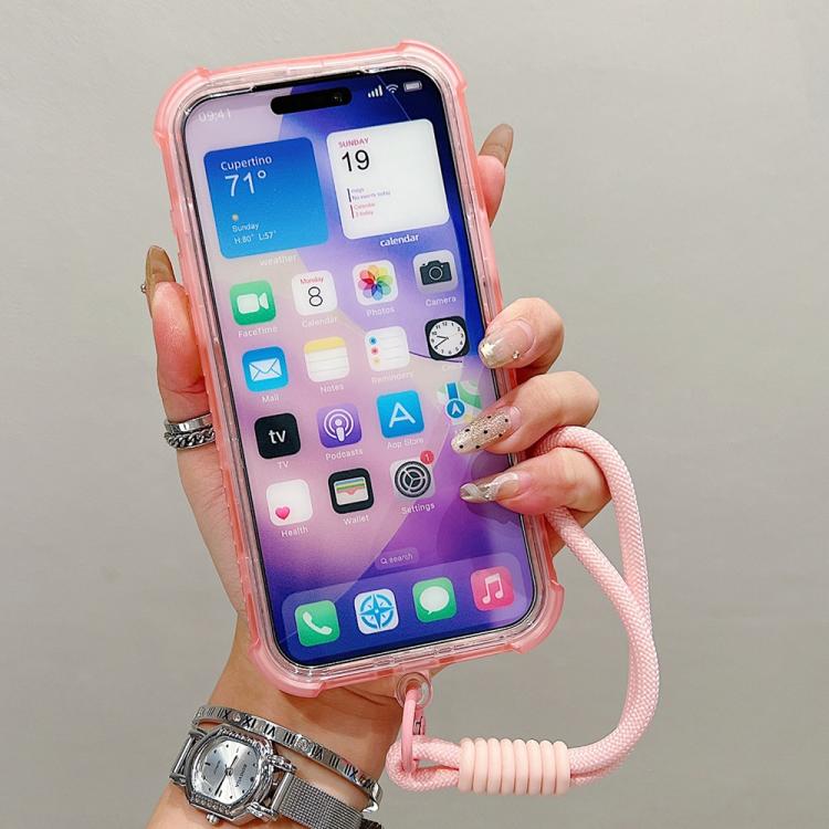 Transparent Matte TPU Hybrid PC 3-in-1 MagSafe Phone Case with Wrist Strap, For iPhone 17 Pro Max, For iPhone 17 Pro, For iPhone 17, For iPhone Air, For iPhone 16 Pro Max, For iPhone 16 Pro, For iPhone 16 Plus, For iPhone 16