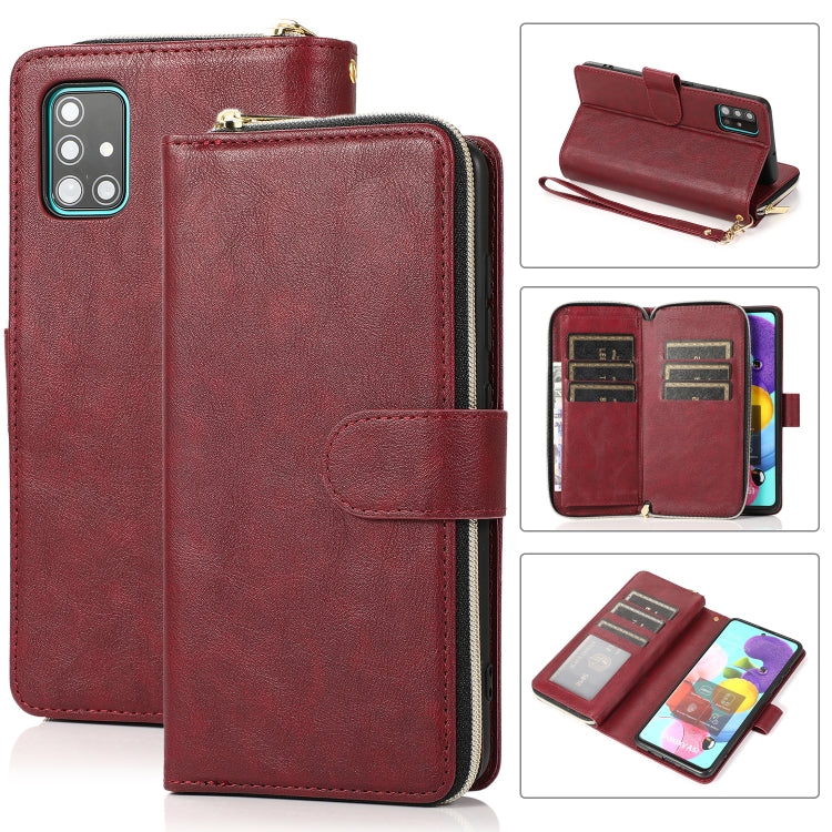 Zipper Wallet Bag Horizontal Flip PU Leather Case with Holder & 9 Card Slots & Wallet & Lanyard & Photo Frame, For Samsung Galaxy A51, For Samsung Galaxy A51 5G, For Samsung Galaxy A70, For Samsung Galaxy A71, For Samsung Galaxy A71 5G                 ...