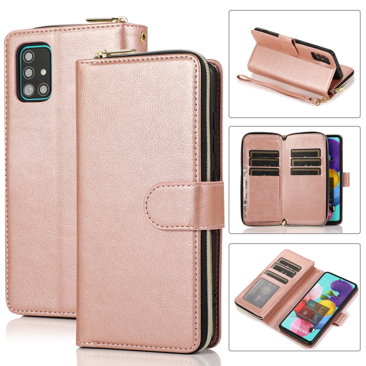 Zipper Wallet Bag Horizontal Flip PU Leather Case with Holder & 9 Card Slots & Wallet & Lanyard & Photo Frame, For Samsung Galaxy A51, For Samsung Galaxy A51 5G, For Samsung Galaxy A70, For Samsung Galaxy A71, For Samsung Galaxy A71 5G                 ...