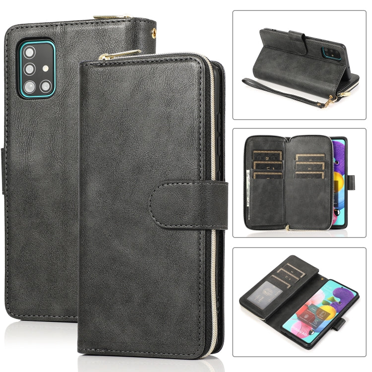 Zipper Wallet Bag Horizontal Flip PU Leather Case with Holder & 9 Card Slots & Wallet & Lanyard & Photo Frame, For Samsung Galaxy A51, For Samsung Galaxy A51 5G, For Samsung Galaxy A70, For Samsung Galaxy A71, For Samsung Galaxy A71 5G                 ...