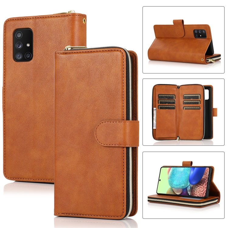 Zipper Wallet Bag Horizontal Flip PU Leather Case with Holder & 9 Card Slots & Wallet & Lanyard & Photo Frame, For Samsung Galaxy A51, For Samsung Galaxy A51 5G, For Samsung Galaxy A70, For Samsung Galaxy A71, For Samsung Galaxy A71 5G                 ...