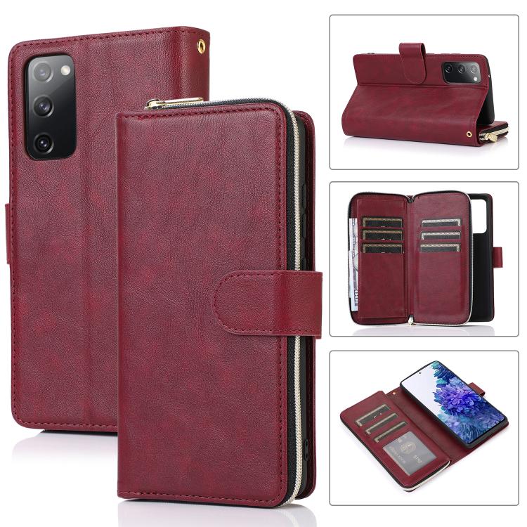 Zipper Wallet Bag Horizontal Flip PU Leather Case with Holder & 9 Card Slots & Wallet & Lanyard & Photo Frame, For Samsung Galaxy S20 FE 5G