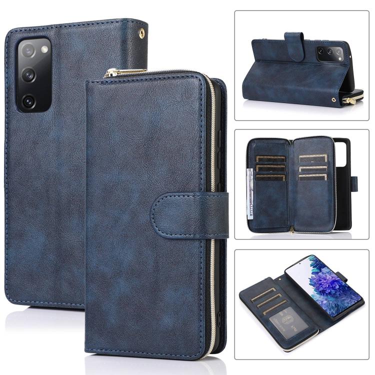 Zipper Wallet Bag Horizontal Flip PU Leather Case with Holder & 9 Card Slots & Wallet & Lanyard & Photo Frame, For Samsung Galaxy S20 FE 5G