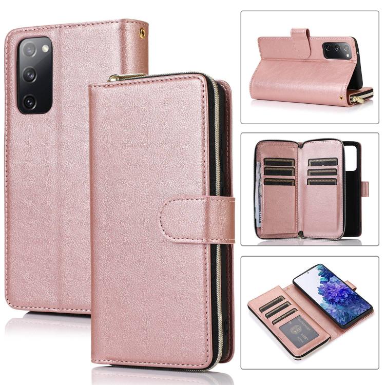Zipper Wallet Bag Horizontal Flip PU Leather Case with Holder & 9 Card Slots & Wallet & Lanyard & Photo Frame, For Samsung Galaxy S20 FE 5G