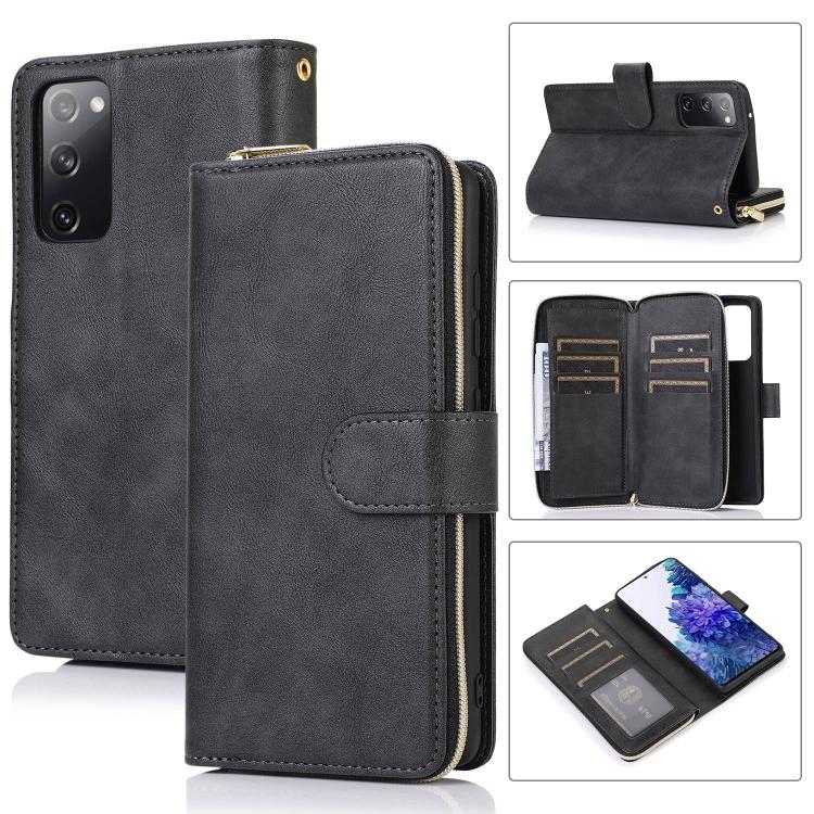 Zipper Wallet Bag Horizontal Flip PU Leather Case with Holder & 9 Card Slots & Wallet & Lanyard & Photo Frame, For Samsung Galaxy S20 FE 5G