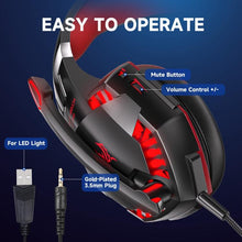 Load image into Gallery viewer, KOTION EACH G2000 Wired Game Headphones with LED Light