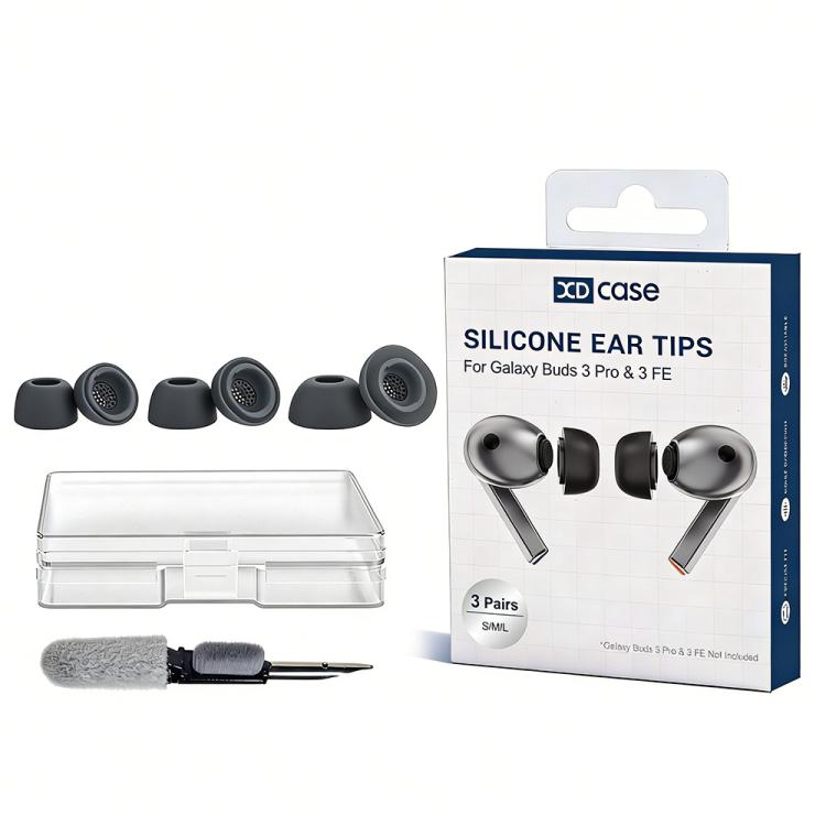 XDcase 3 Pairs Silicone Ear Tips with Storage & Cleaning Kit, For Samsung Galaxy Buds3 Pro