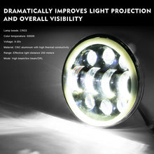 Load image into Gallery viewer, EagleVision DC9-30V 35W 6000K 4000LM 5.75 inch Round Motorcycle 6LEDs Headlight with Angel Eye for Harley-Davidson, 6LEDs
