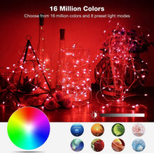 Load image into Gallery viewer, RGB USB  LED Copper Wire Light String Holiday Decoration Light String Bluetooth Mobile APP Control, 2m 20 LED, 5m 50 LED, 10m 100 LED, 12m 120 LED, 15m 150 LED, 20m 200 LED
