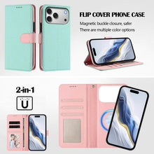 Load image into Gallery viewer, Detachable Litchi Texture Magnetic Side-Patch Vegan Leather Phone Case, For iPhone 17 Pro Max, For iPhone 17 Pro, For iPhone 17, For iPhone Air, For iPhone 16 Pro Max, For iPhone 16 Pro, For iPhone 16 Plus, For iPhone 16