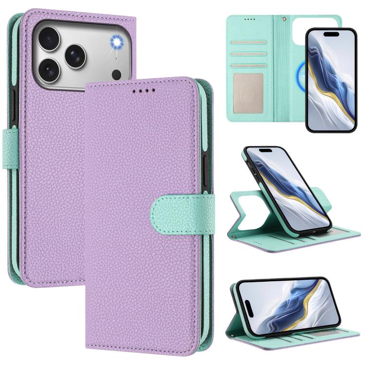 Detachable Litchi Texture Magnetic Side-Patch Vegan Leather Phone Case, For iPhone 18 Pro / 17 Pro, For iPhone 18 Pro Max / 17 Pro Max, For iPhone 17, For iPhone Air, For iPhone 16 Pro Max, For iPhone 16 Pro, For iPhone 16 Plus, For iPhone 16