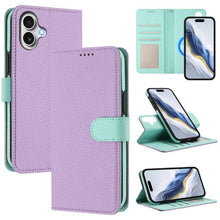 Load image into Gallery viewer, Detachable Litchi Texture Magnetic Side-Patch Vegan Leather Phone Case, For iPhone 17 Pro Max, For iPhone 17 Pro, For iPhone 17, For iPhone Air, For iPhone 16 Pro Max, For iPhone 16 Pro, For iPhone 16 Plus, For iPhone 16
