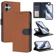 Load image into Gallery viewer, Detachable Litchi Texture Magnetic Side-Patch Vegan Leather Phone Case, For iPhone 17 Pro Max, For iPhone 17 Pro, For iPhone 17, For iPhone Air, For iPhone 16 Pro Max, For iPhone 16 Pro, For iPhone 16 Plus, For iPhone 16