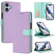 Load image into Gallery viewer, Detachable Litchi Texture Magnetic Side-Patch Vegan Leather Phone Case, For iPhone 17 Pro Max, For iPhone 17 Pro, For iPhone 17, For iPhone Air, For iPhone 16 Pro Max, For iPhone 16 Pro, For iPhone 16 Plus, For iPhone 16