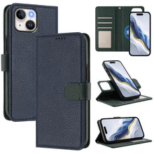 Load image into Gallery viewer, Detachable Litchi Texture Magnetic Side-Patch Vegan Leather Phone Case, For iPhone 15 Pro Max, For iPhone 15 Pro, For iPhone 15 Plus, For iPhone 15, For iPhone 14 Plus, For iPhone 14, For iPhone 14 Pro, For iPhone 14 Pro Max