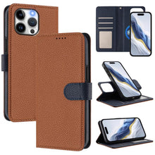 Load image into Gallery viewer, Detachable Litchi Texture Magnetic Side-Patch Vegan Leather Phone Case, For iPhone 13 Pro Max, For iPhone 13 Pro, For iPhone 13, For iPhone 12 / 12 Pro, For iPhone 12 Pro Max, For iPhone 11 Pro Max, For iPhone 11, For iPhone 11 Pro