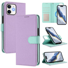 Load image into Gallery viewer, Detachable Litchi Texture Magnetic Side-Patch Vegan Leather Phone Case, For iPhone 13 Pro Max, For iPhone 13 Pro, For iPhone 13, For iPhone 12 / 12 Pro, For iPhone 12 Pro Max, For iPhone 11 Pro Max, For iPhone 11, For iPhone 11 Pro