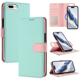 Detachable Litchi Texture Magnetic Side-Patch Vegan Leather Phone Case, For iPhone 8 Plus / 7 Plus