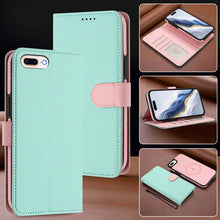 Load image into Gallery viewer, Detachable Litchi Texture Magnetic Side-Patch Vegan Leather Phone Case, For iPhone 8 Plus / 7 Plus