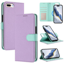 Load image into Gallery viewer, Detachable Litchi Texture Magnetic Side-Patch Vegan Leather Phone Case, For iPhone 8 Plus / 7 Plus