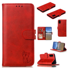 Load image into Gallery viewer, Embossed Happy Cat Pattern Horizontal Flip Leather Case with Holder &amp; Card Slots &amp; Wallet, For Samsung Galaxy S20 FE