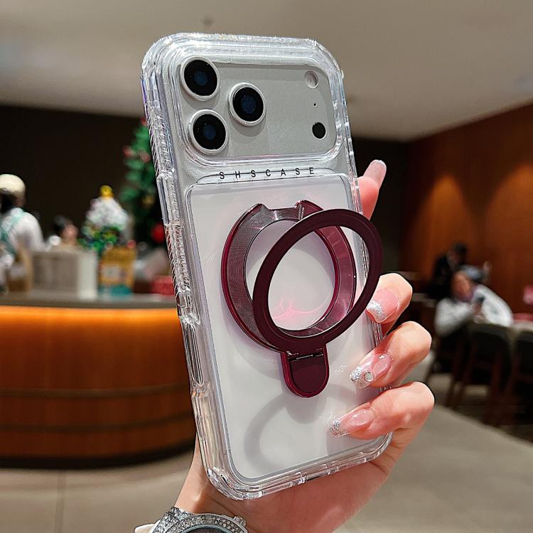 Transparent Pivot Metal Holder Magnetic Phone Case, For iPhone 18 Pro / 17 Pro, For iPhone 18 Pro Max / 17 Pro Max