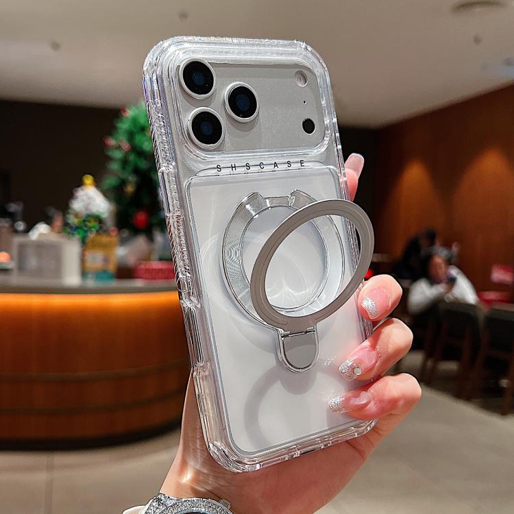 Transparent Pivot Metal Holder Magnetic Phone Case, For iPhone 18 Pro / 17 Pro, For iPhone 18 Pro Max / 17 Pro Max
