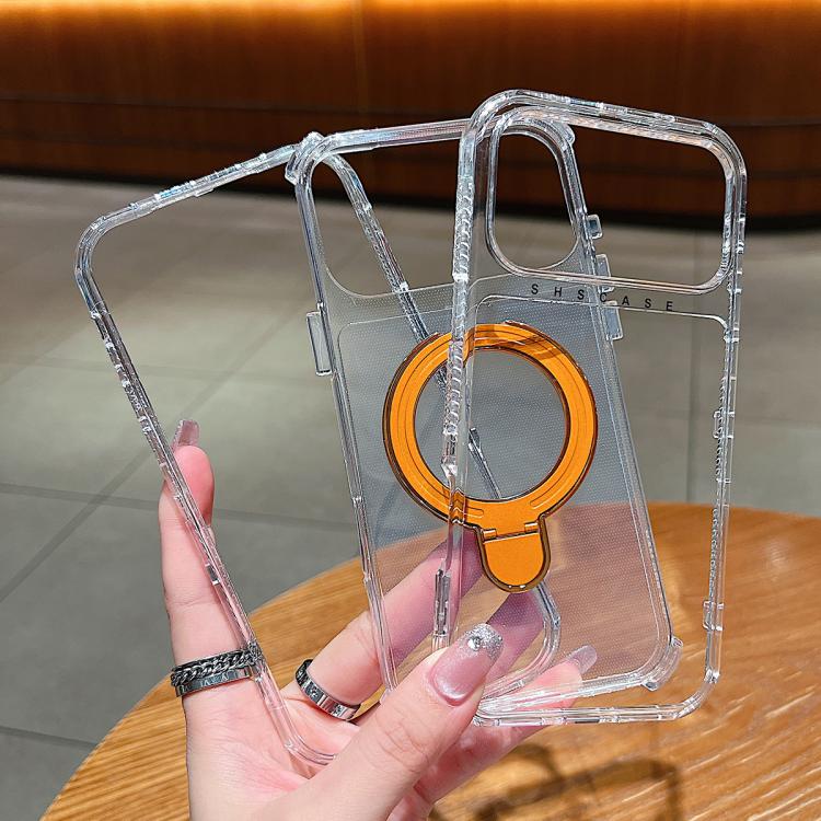 Transparent Pivot Metal Holder Magnetic Phone Case, For iPhone 18 Pro / 17 Pro, For iPhone 18 Pro Max / 17 Pro Max