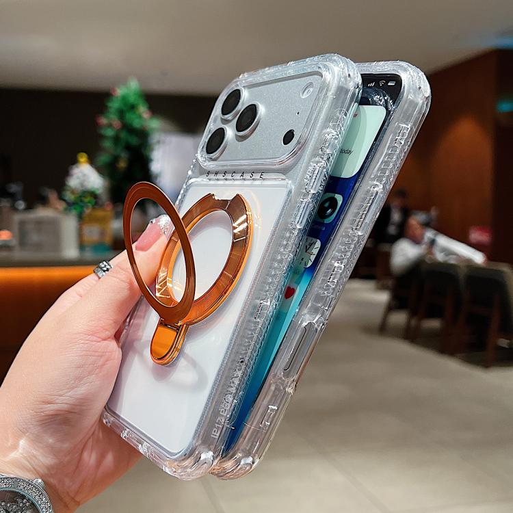 Transparent Pivot Metal Holder Magnetic Phone Case, For iPhone 18 Pro / 17 Pro, For iPhone 18 Pro Max / 17 Pro Max