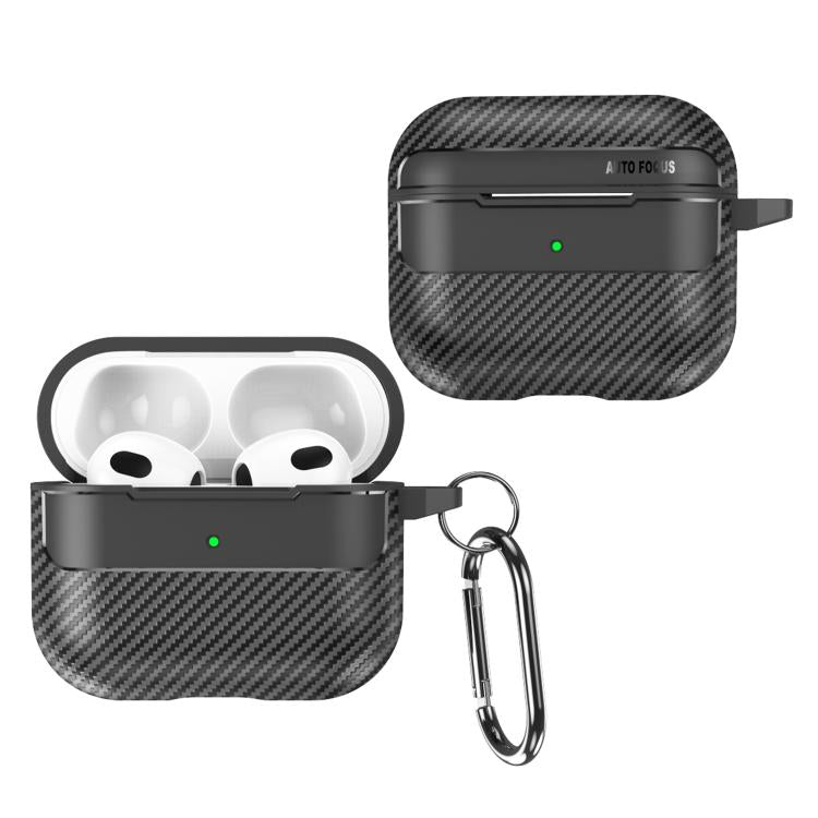 XDcase Carbon Fiber Texture Earbud Case with Hook, For AirPods 5 / 4, For AirPods Pro 3