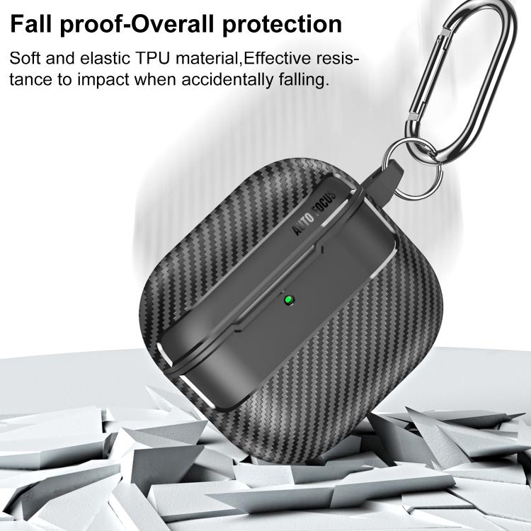 XDcase Carbon Fiber Texture Earbud Case with Hook, For AirPods 5 / 4, For AirPods Pro 3