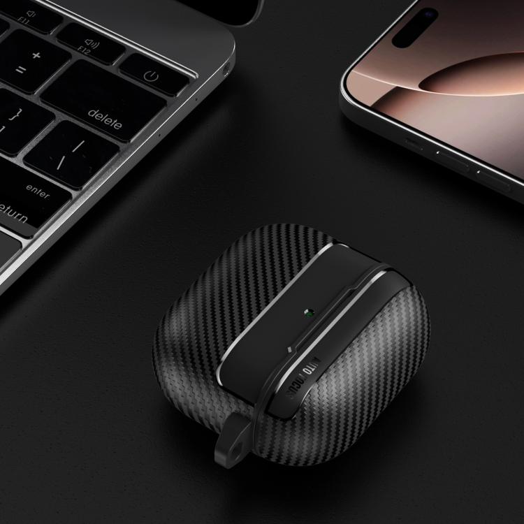 XDcase Carbon Fiber Texture Earbud Case with Hook, For AirPods 5 / 4, For AirPods Pro 3