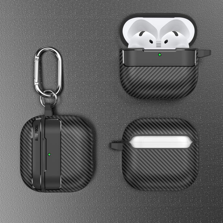 XDcase Carbon Fiber Texture Earbud Case with Hook, For AirPods 5 / 4, For AirPods Pro 3