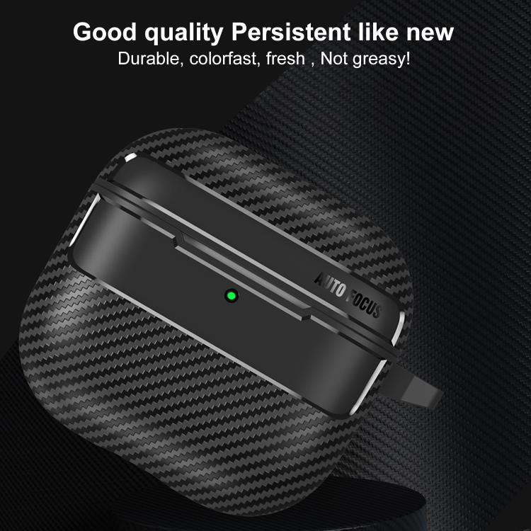 XDcase Carbon Fiber Texture Earbud Case with Hook, For AirPods 5 / 4, For AirPods Pro 3