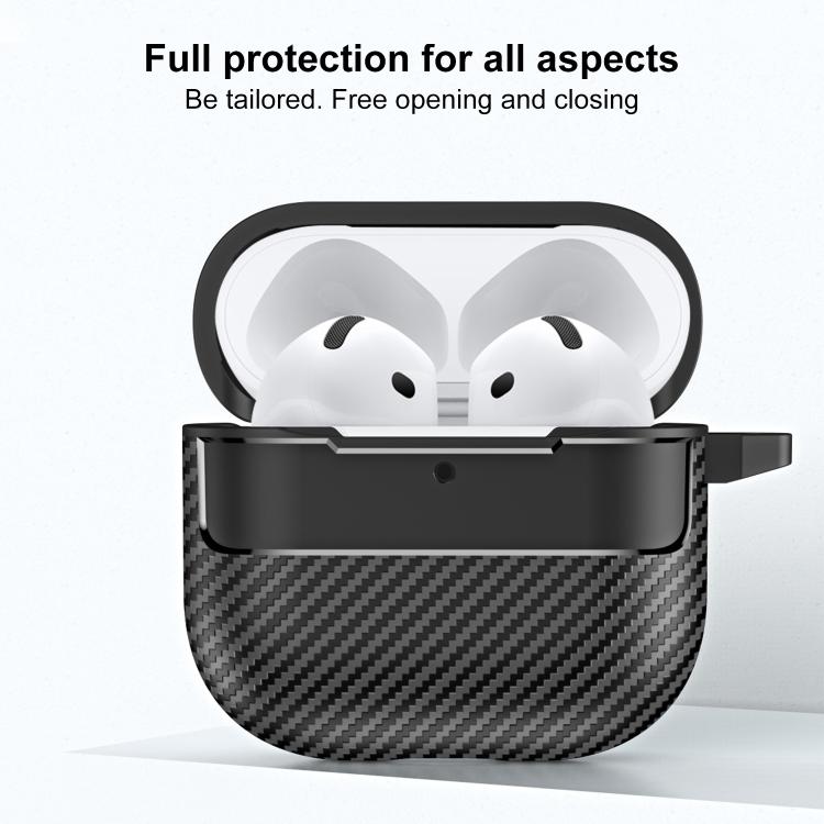 XDcase Carbon Fiber Texture Earbud Case with Hook, For AirPods 5 / 4, For AirPods Pro 3