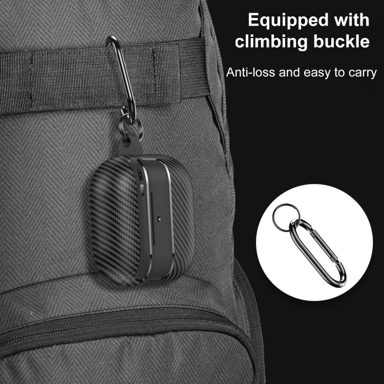 XDcase Carbon Fiber Texture Earbud Case with Hook, For AirPods 5 / 4, For AirPods Pro 3