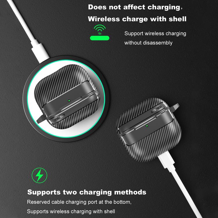 XDcase Carbon Fiber Texture Earbud Case with Hook, For AirPods 5 / 4, For AirPods Pro 3