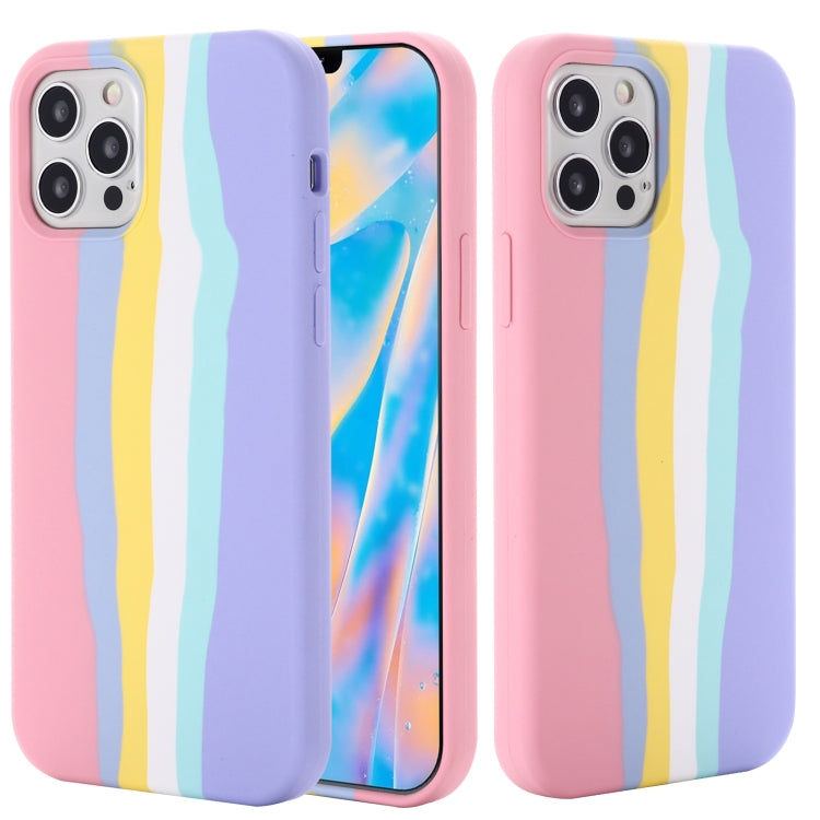 Rainbow Liquid Silicone Shockproof Full Coverage Protective Case, For iPhone 12 Pro Max, For iPhone 12 mini, For iPhone 12 / 12 Pro, For iPhone 7 Plus / 8 Plus, For iPhone SE 2022 / SE 2020 / 8 / 7, For iPhone XR, For iPhone XS / X, For iPhone XS Max